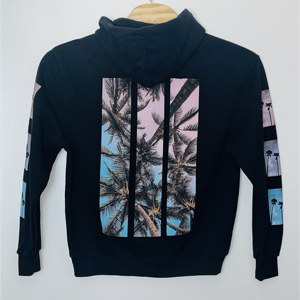 Pacsun X Champion Hoodie Men's Large Black Palm Tree Graphic‎ Cali Streetwear